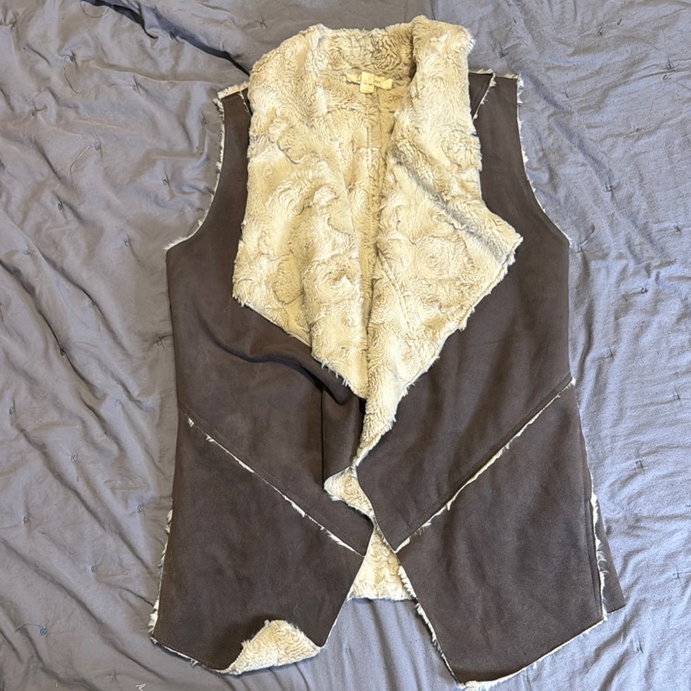 Rustic Gray and Cream Vest with Plush Interior